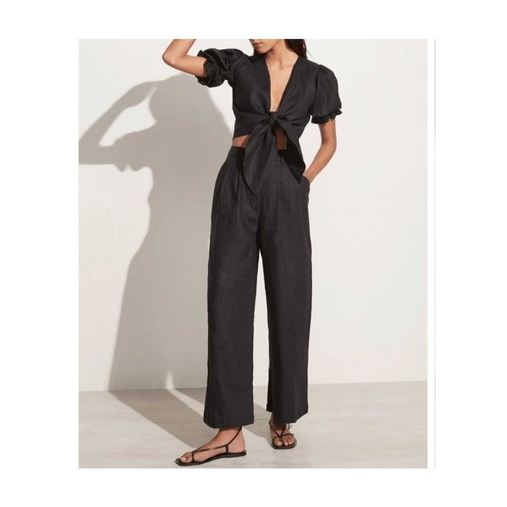 Minimalist Tailored Linen Wide Leg Pant 6 Anthropologie Faithful The Brand NWT - Picture 3 of 13